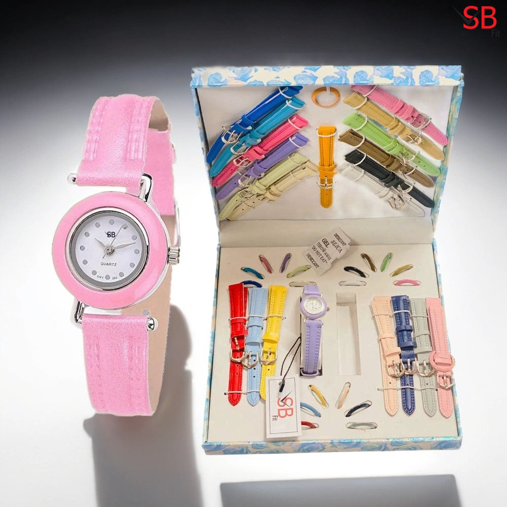 Interchangeable 6 Straps & 21 Straps Set Watch For Girls With Various Different Styles SB FIT®