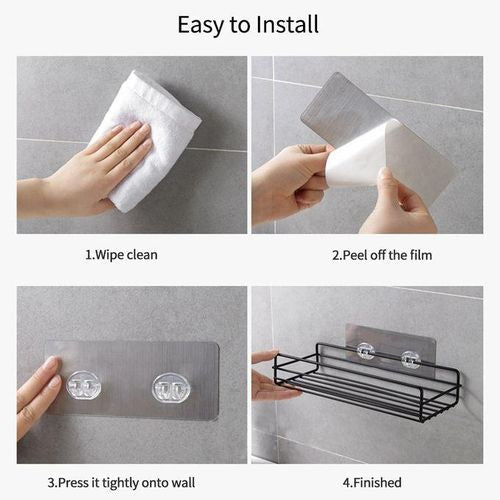 wall mounted multipurpose shelf with adhesive tapes by Metallics Home