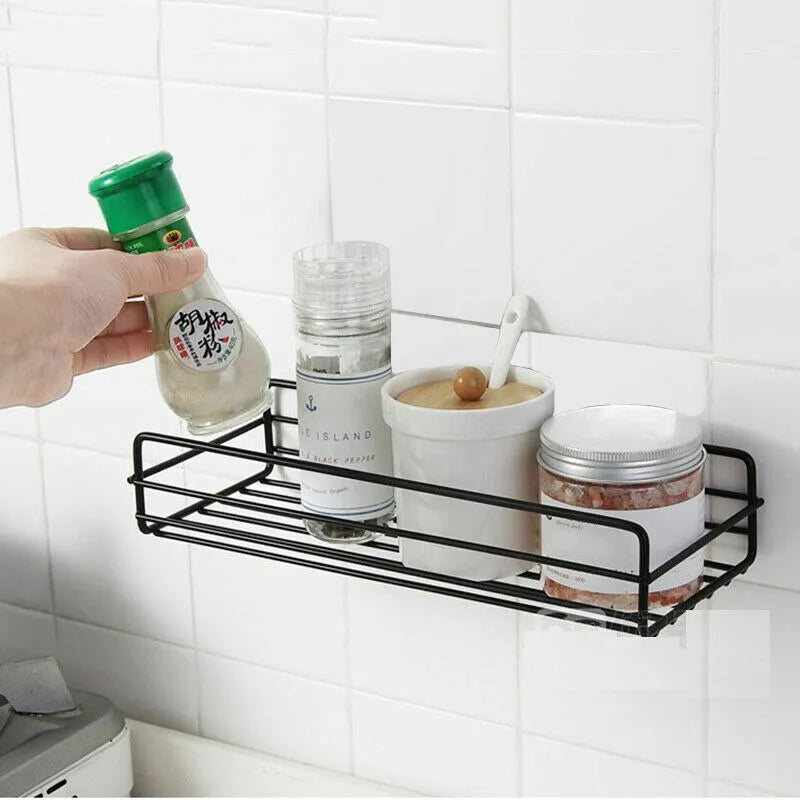 wall mounted multipurpose shelf with adhesive tapes by Metallics Home